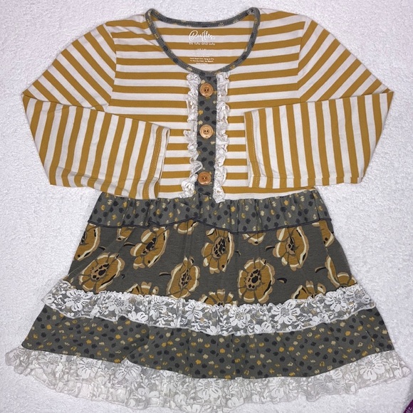 Ruffles by tutu and lulu striped floral king sleeve lace tunic dress 7/8 - Picture 1 of 8